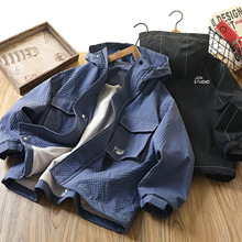 男童外套2025冬款修身加绒连帽上衣儿童帅气防风夹克衫中大童上衣