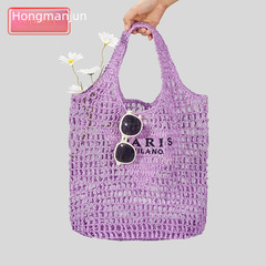 2023夏季新款鏤空草編包女小眾網兜手工編織包沙灘度假單肩包