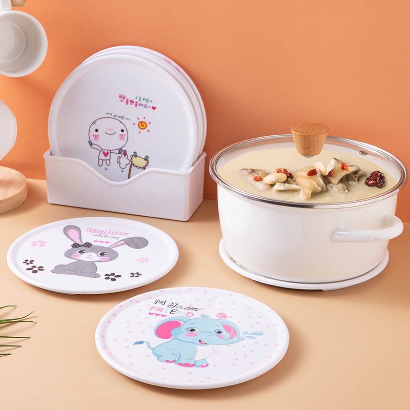 Nordic Waterproof Drop-Resistant Bowl Mat Plate Mat Imitation Porcelain melamine Heat Insulation Mat Household Kitchen Anti-Scaling High Temperature Table Coaster