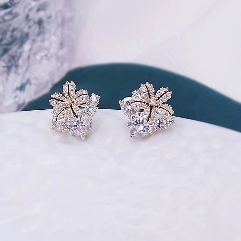 Серьги, серебряная игла бренда, цветочная, образец 925 серебро, интернет-популярна