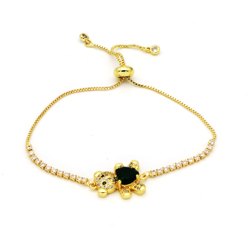Fashion Bear Copper Inlay Zircon Bracelets 1 Piece