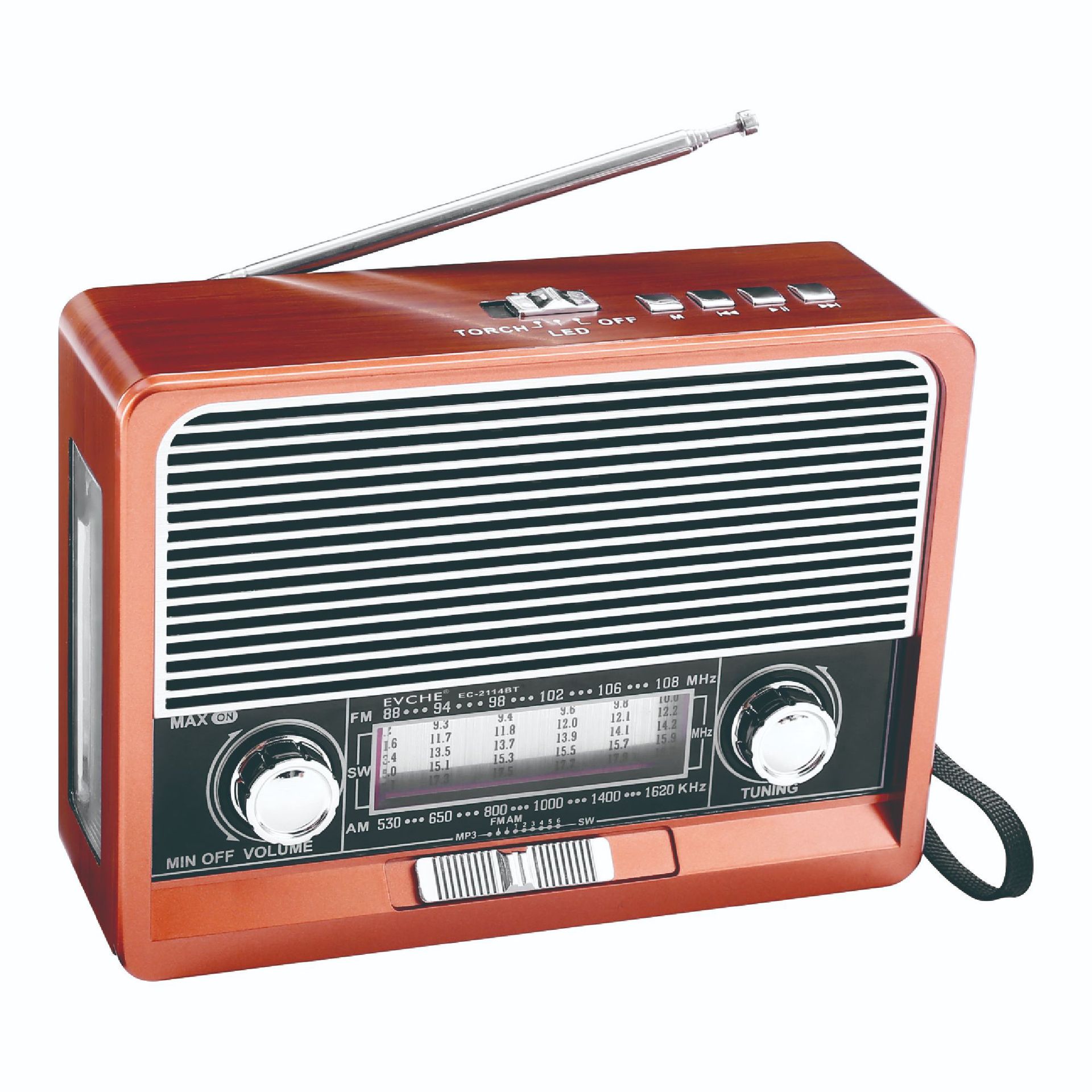 Radio Bluetooth Portátil de Banda Completa 2114 de Plástico con Linterna LED y USB image 6