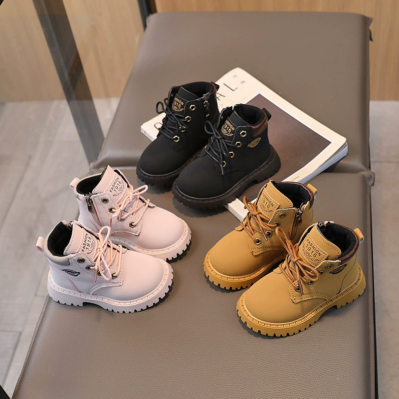 Осенняя и зимняя новая детская обувь для девочек кожаные сапоги маленькие желтые сапоги для мальчиков Мартин сапоги детские модные сапоги оптом