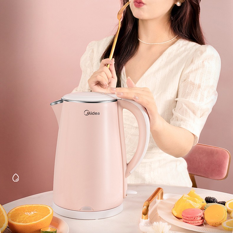 Midea 전기 주전자 가정용 304 스테인레스 스틸 자동 전원 끄기 1.7 리터 대용량 주전자 WHJ1705b