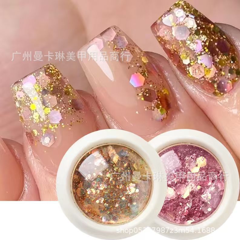 2-color set of holographic mermaid sequins for nail decoration, irregular hexagonal glitter sequins 2-color set of holographic mermaid sequins for nail decoration, irregular hexagonal glitter sequins