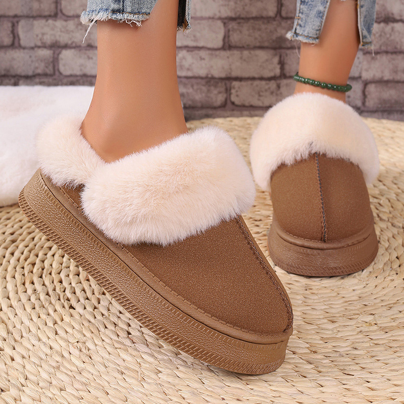 Thick-soled and fleece-thickened indoor cotton shoes woolen shoes_voghion.com
