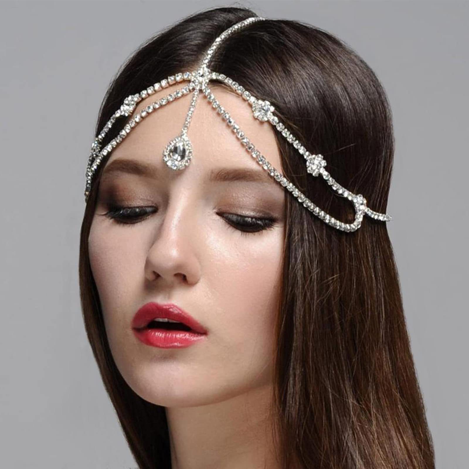 European and American fashion minimalist hair accessories, water drop flower headband, new bridal forehead chain, hair accessories