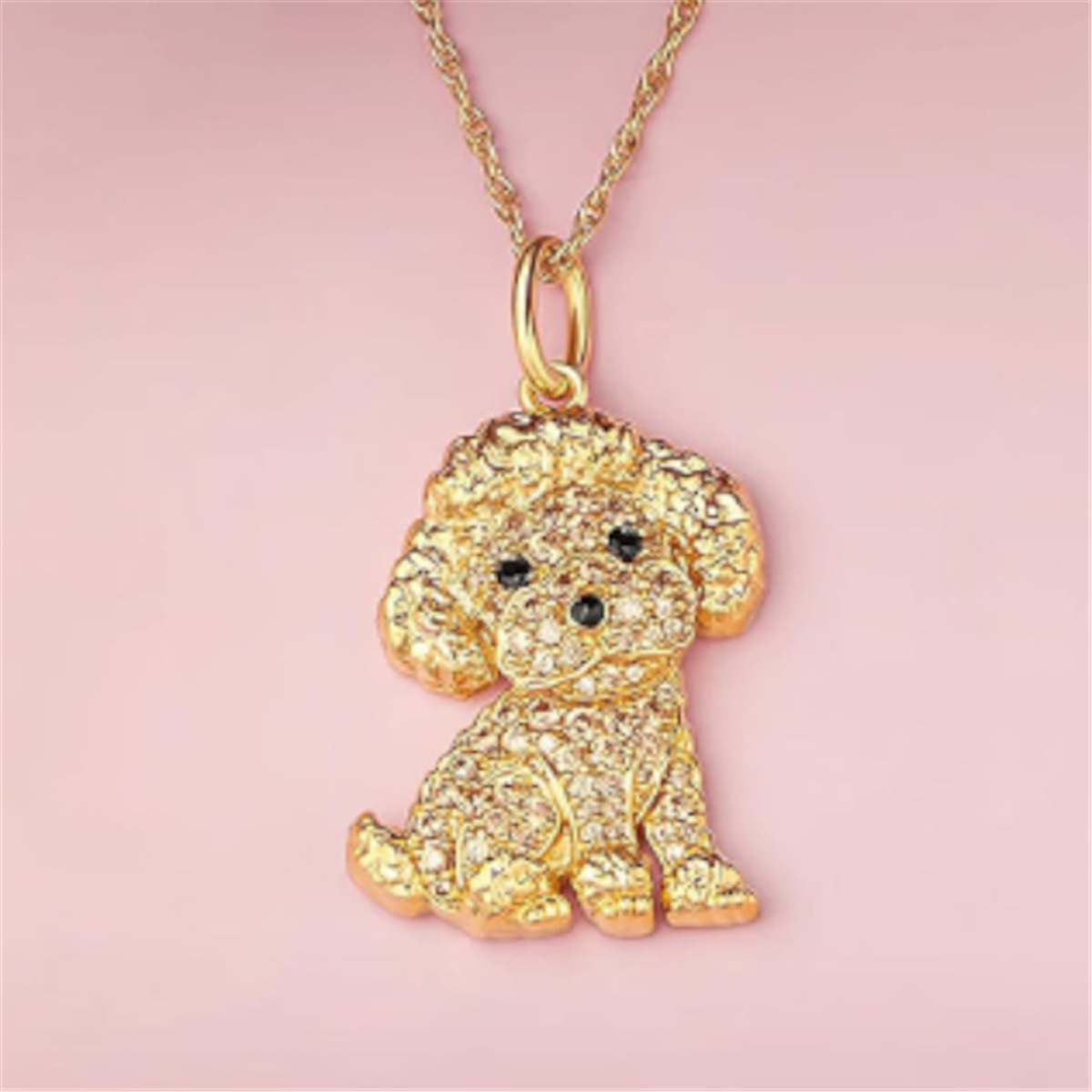Artificial Crystal Inlay Material Cute Dog Artificial Crystal Zinc Alloy Cable Chain Pendant Necklaces Wholesale