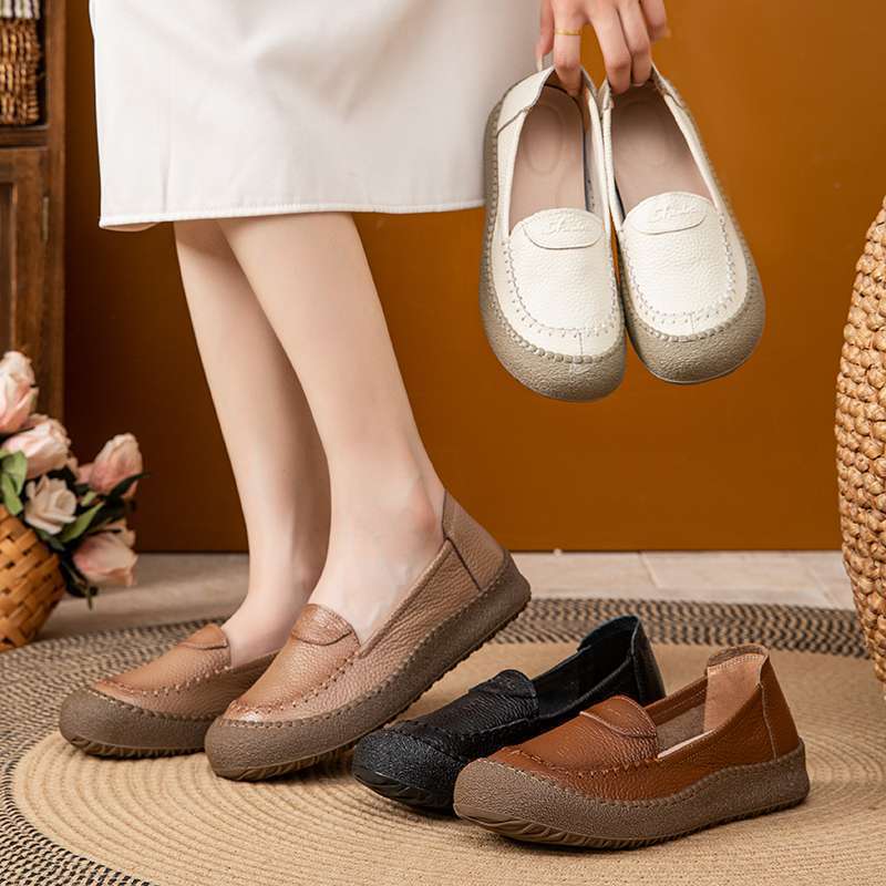 Soft Leather, Soft Sole, Soft Surface Mom's Shoes, Spring & Fall New Style, Comfortable Flats for Middle-Aged and Elderly People, Leather Shoes, Slip-On Women's Shoes, Clogs