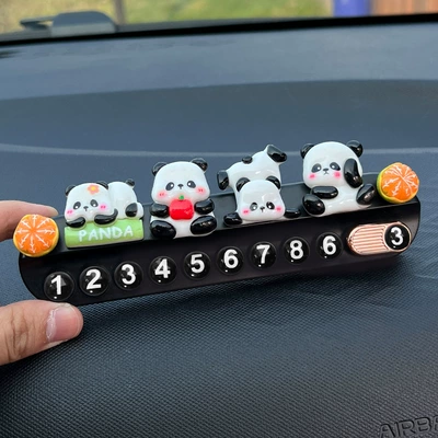 car mobile phone plate — Nömrəli dayanma kartı - patch-cute-panda-black-aromatherapy-license-plate-authentic