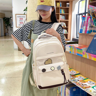 Large-Capacity Middle School Student Backpack Female Japanese Cute Campus Style High School Student School Bag Versatile Casual Solid Color Backpack