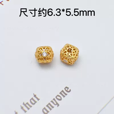 S925 Silver Electroplated 24K Gold Zərgərlik ara hissələri - white-diamond-square-spacer-beads