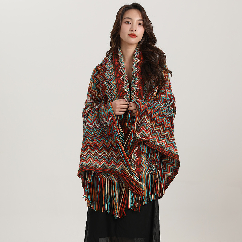 Yunnan Lijiang Shawl Xu Hongdou's Same Style Blanket Ethnic Style Travel Outer Cloak Outwear Cloak Scarf for Women