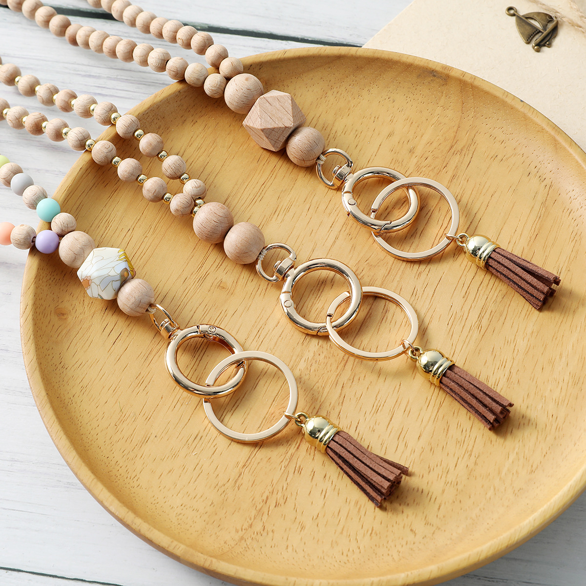 1 Piece Quantity Casual Pastoral Multicolor Wood Metal Unisex Lanyard Keychain