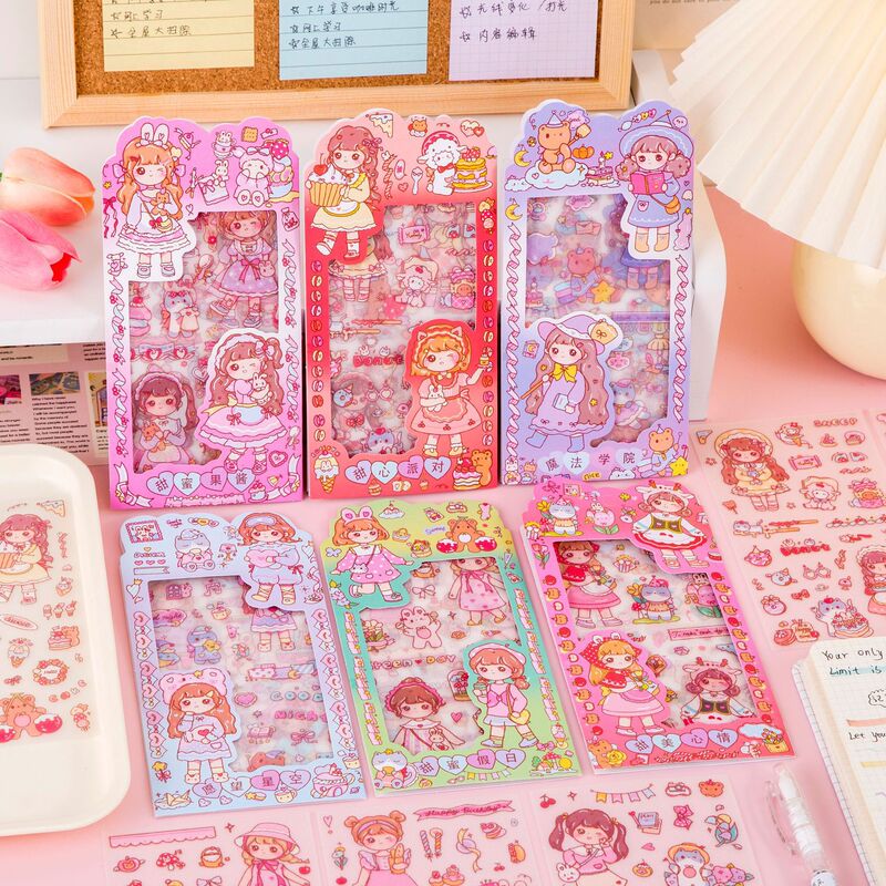 漫画ハニーソースガールステッカー子供のハンドブックステッカー小学生装飾小柄ステッカーハンドブック素材ステッカー|undefined