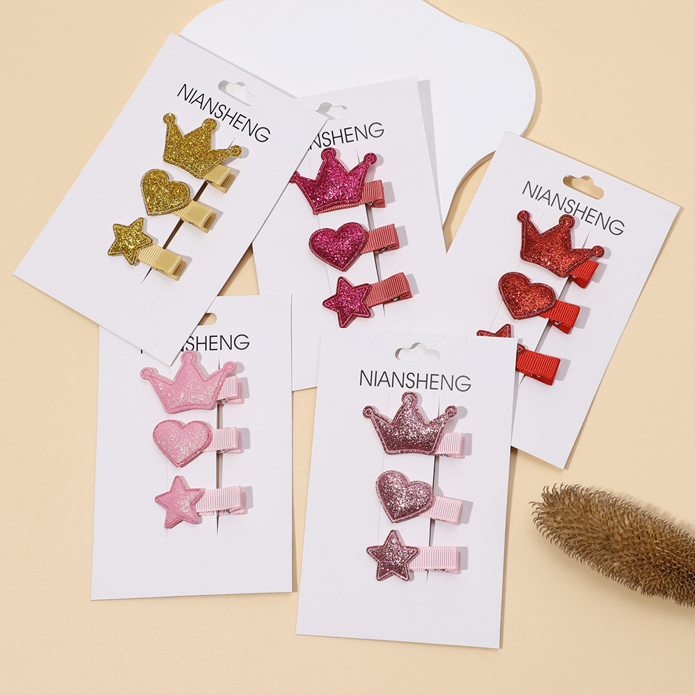 Cross-border new children's hair accessories European and American Baby cute little star hairpin girls' side clip three-piece set Wholesale_voghion.com