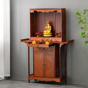 Shrine Table for Home Shrine New Chinese Style Cabinet for God of Wealth Cabinet for Guanyin Bodhisattva Buddha Statues Cabinet Tribute Table
