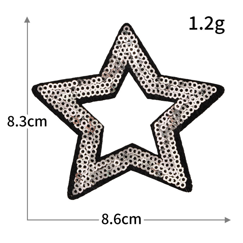 五角星亮片刺繍コンピュータ刺繍布貼りホットメルトアイロン貼り付けdiy服パッチ卸売り|undefined