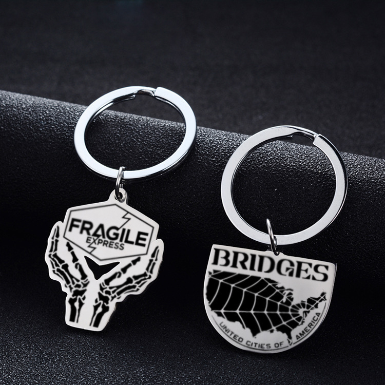 Game Perimeter Death Stranded Keychain Stainless Steel Death Stranding USA Map Keychain