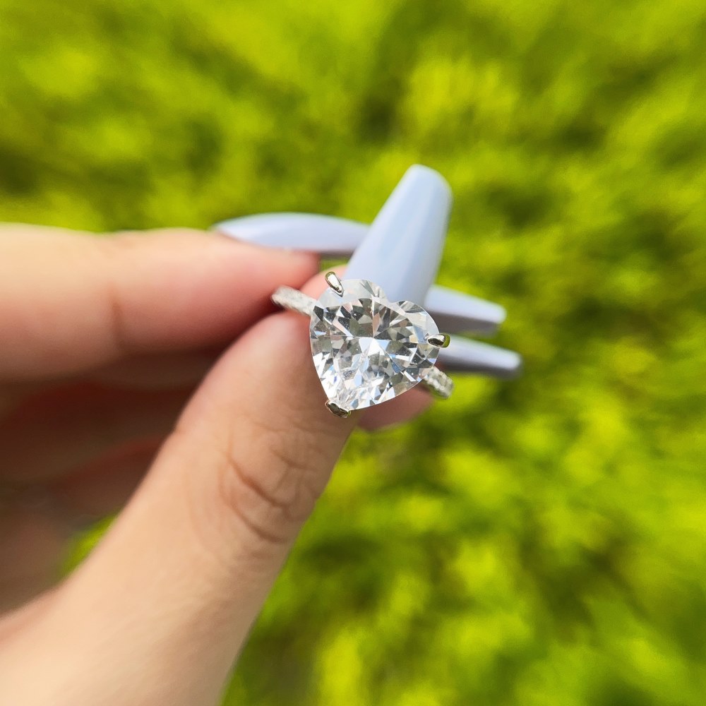 Fashion Heart Shape Sterling Silver Plating Inlay Zircon Rings 1 Piece