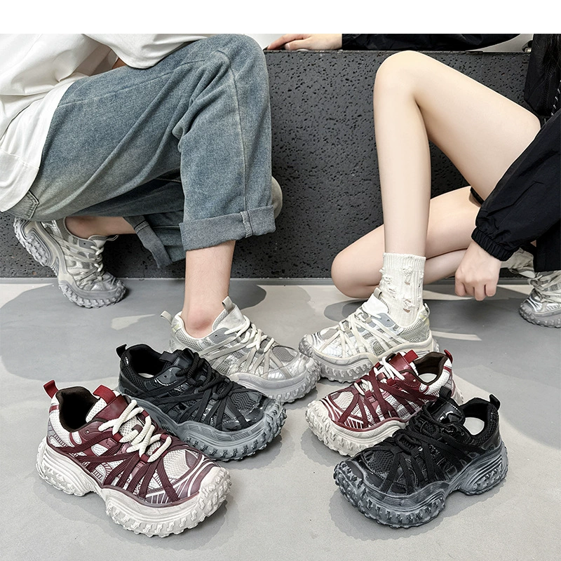 Женские кроссовки на толстой подошве в стиле "dad shoes" весна 2025, новые, в корейском стиле, дышащие, универсальные, легкие, нескользящие, повседневные спортивные кроссовки, модные.