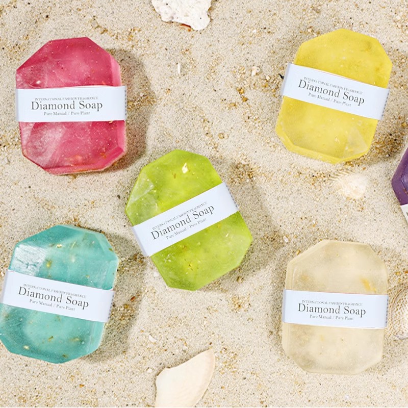 Comercio exterior Jabón de diamante transfronteriza gema artesanal Limpieza de jabón de limpieza aceite esencial jabón refrescante al por mayor Jabón de cristal de Aurora