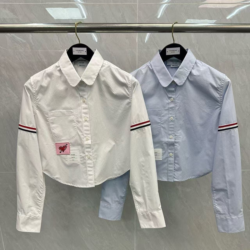 Factory Direct Sales Tb Women's Chinese Valentine's Day Limited Double-Sleeved Webbing Navel-Baring Long-Sleeved Shirt Casual Simple Cardigan Shirt