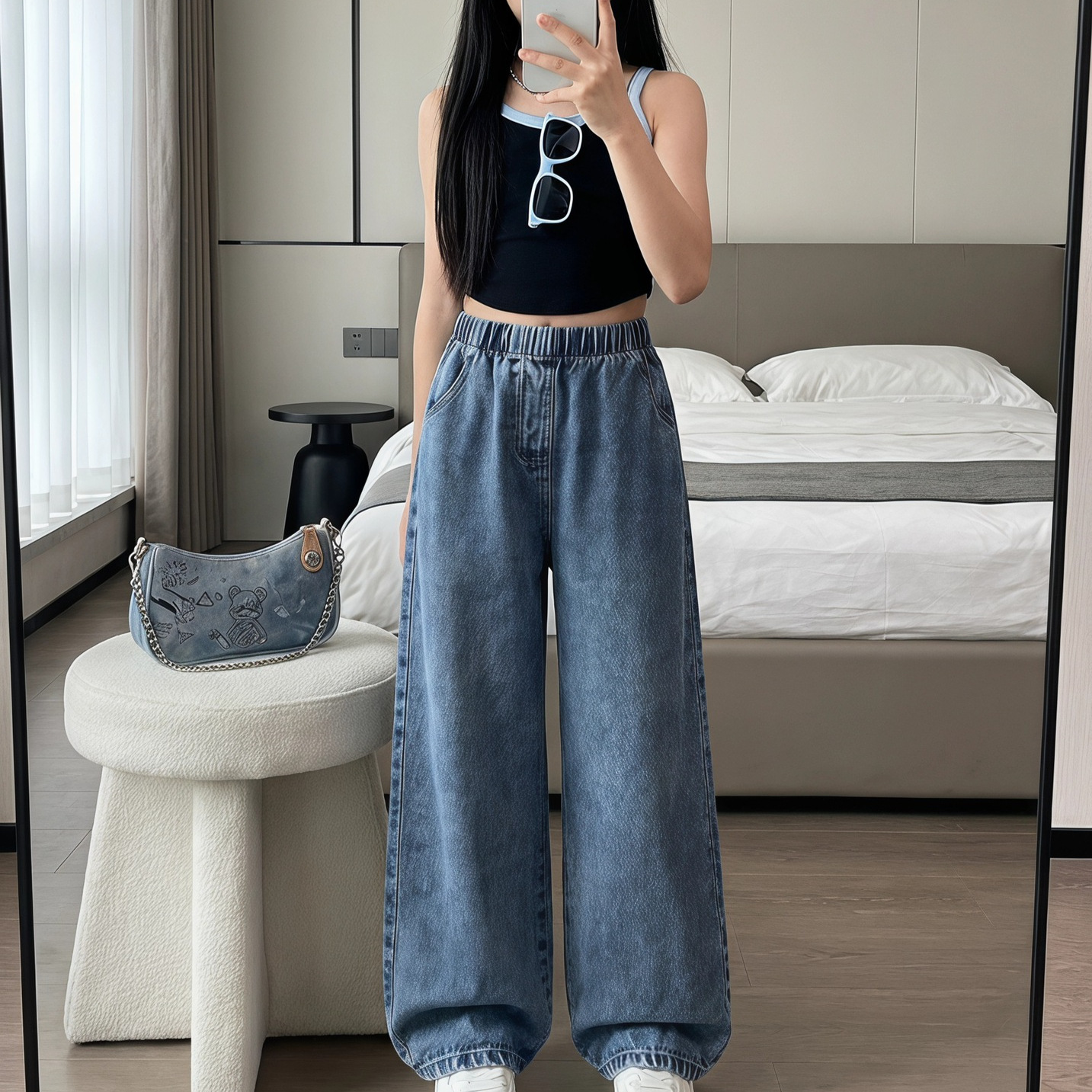 Cross-border children's clothing, girls' jeans, autumn and winter children's wide-leg pants, foreign trade children's clothing, European and American girls' pants