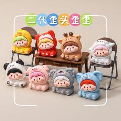 二代动物歪头崽崽 抖音盲袋对对碰萌粒diy挂件潮玩树脂小摆件