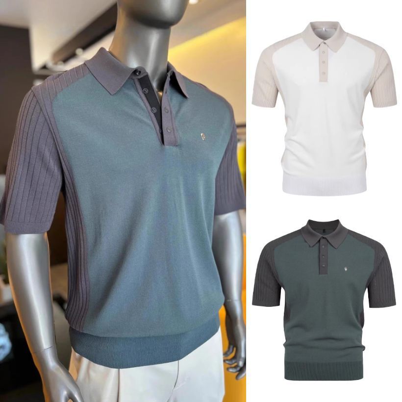 Summer Fashion New Men's Outdoor Sports Slim-Fit Breathable Lapel Short-Sleeved Top