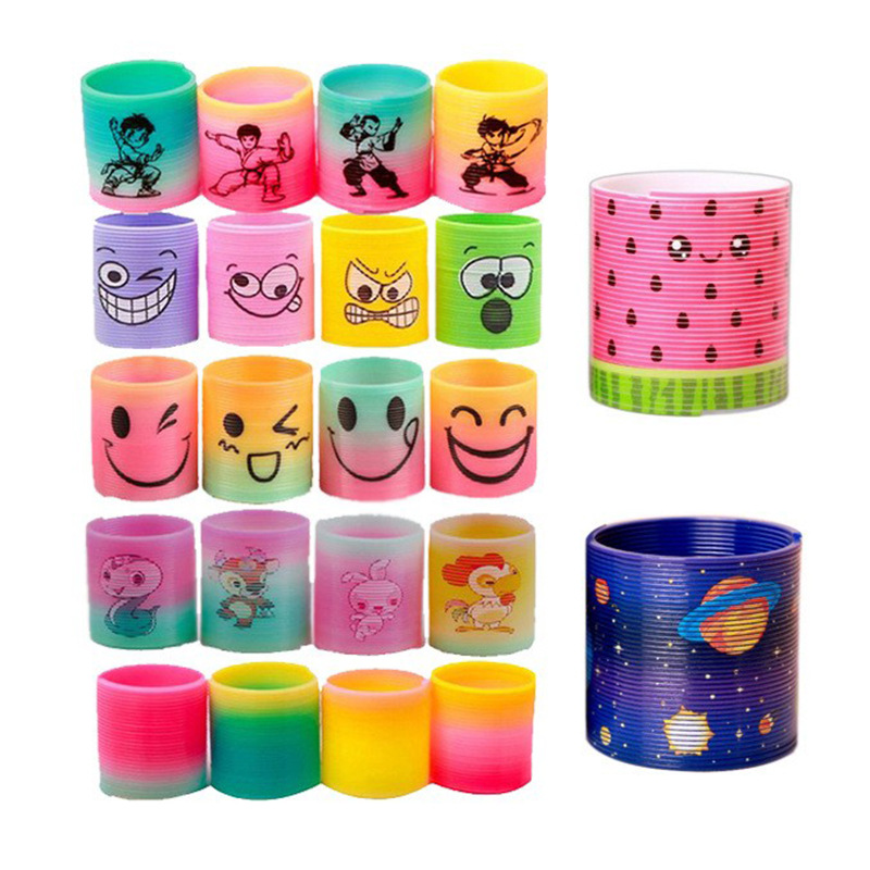 New Hot-Selling Smiley Rainbow Circle Wholesale Children's Educational Spring Toy Cartoon Stacking Circle Kindergarten Small Gift