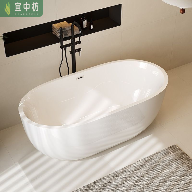 Bathroom Acrylic Bathtub for Adults, Suitable for Home Use, Guesthouses, and Hotels, High-End Seamless Integrated Freestanding Bathtub