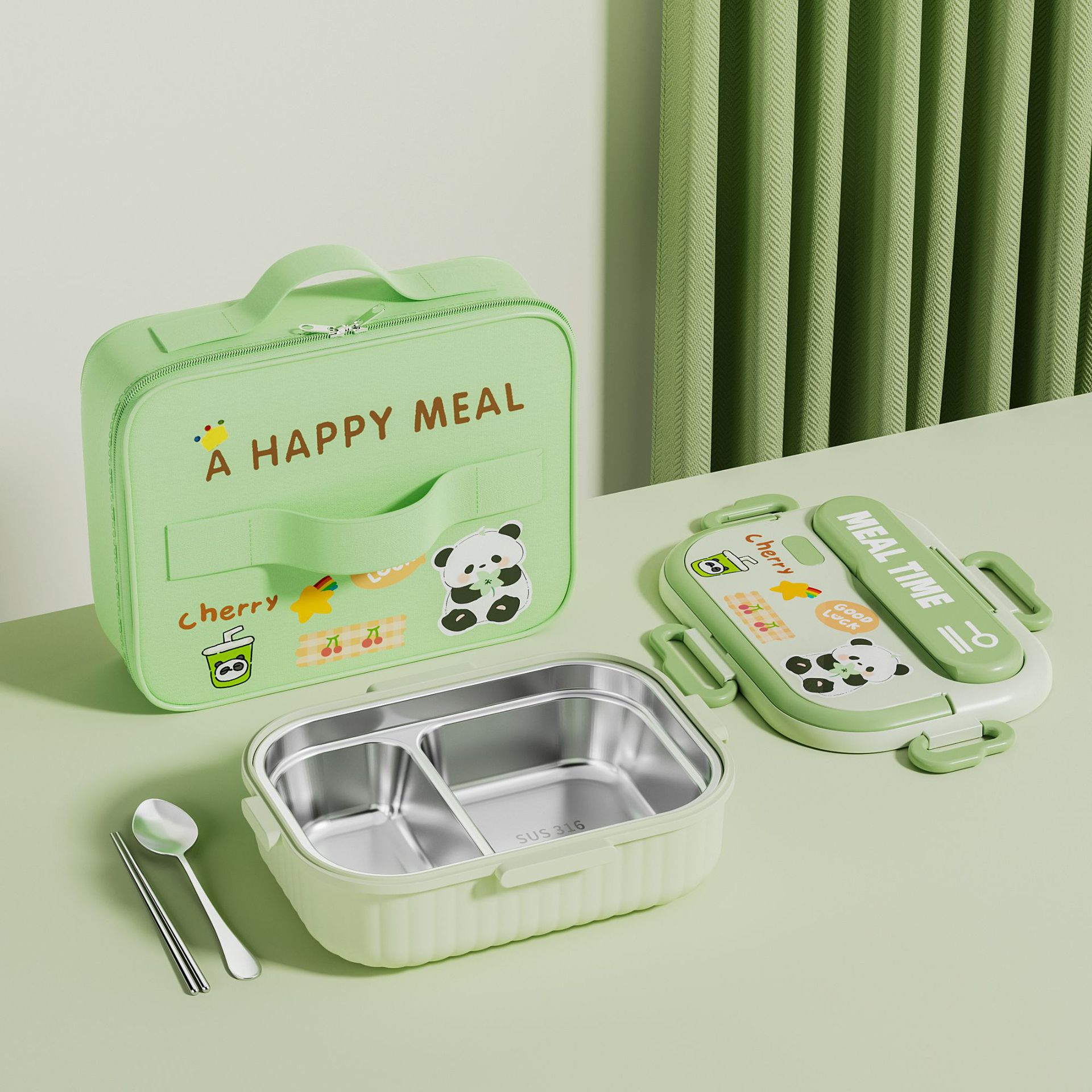 Panda Lunch Box Primary School Students Grade One Major Opening Season Girls Boys Kindergarten Logo Lunch Box Canteen