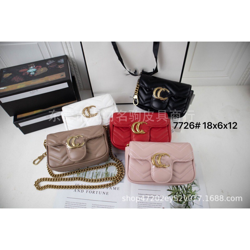 Love Women's bag crossbody handbag foreign trade hot selling chain bag embroidered water ripple bag fashion Plaid 7726 small size