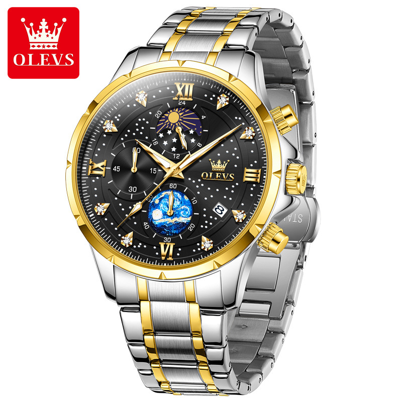 OLEVS Brand Watch With Diamond Inlaid Multifunctional Sports Timing Quartz Watch, Student Watch, Men's Watch_voghion.com