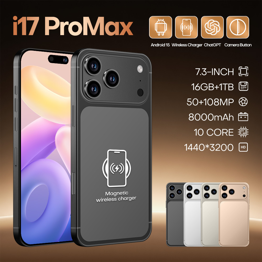 Cross-Border Android Phone I17 Pro Max Smart 16+1t High-Definition Foreign Trade Phone Source Factory Can Be Shipped on Behalf of