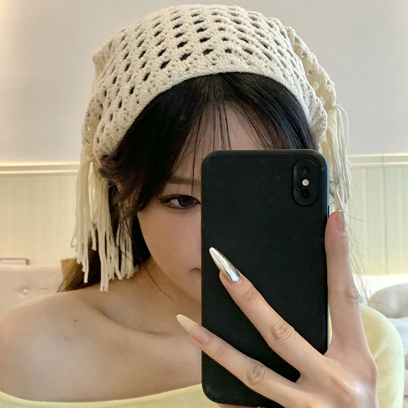 Pañuelo tejido nuevo estilo estilo ins chica caliente moda todo-fósforo delantal con flecos bufanda triangular cintura pedo cortina apilada