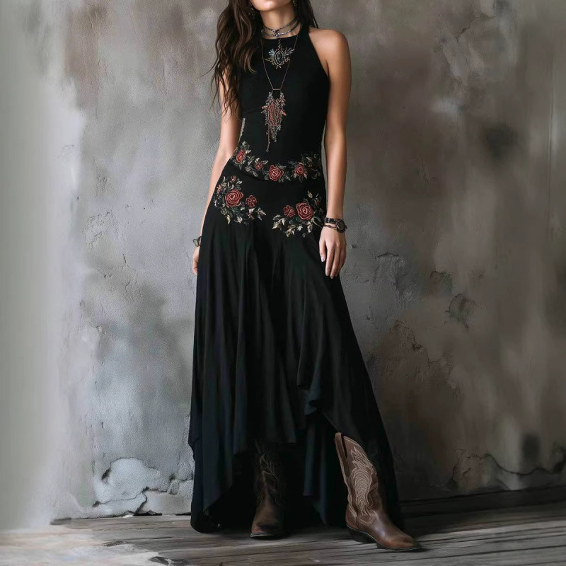 2026 European and American Cross-Border Amazon Independent Site Western Bohemian Vacation Irregular Design Printed Dress 2026 European and American Cross-Border Amazon Independent Site Western Bohemian Vacation Irregular Design Printed Dress
