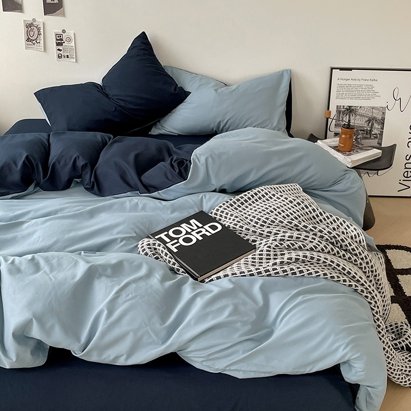 Cama de cuatro piezas A clase madre y bebé dormir desnudos ropa de cama de algodón lavado con agua cubierta cama dormitorio cama de tres piezas