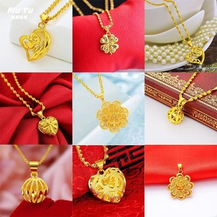Copper gold-plated flower rich pendant female Vietnam sand gold necklace water wave chain live fast hand trembles jewelry wholesale