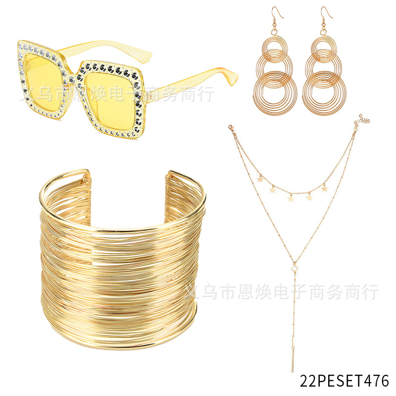 Fiesta de carnaval peluca barba falsa cosplay accesorios disco de los 70 collar de Elvis accesorios de los 90