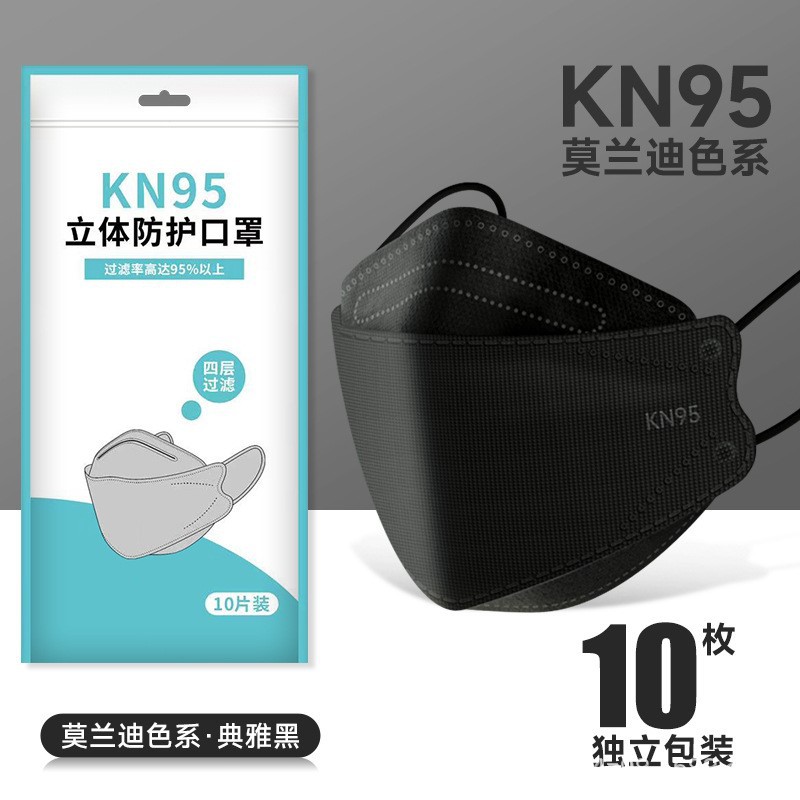 Kn95 máscara para adultos blancos transpirables de cuatro capas de protección de boca de pez kf94 3D máscara de protección de sauce