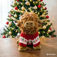 新款戴帽博士牛Highland Cow仿真苏格兰高地牛长毛绒玩具牛公仔