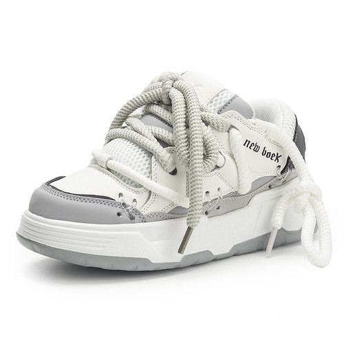 New Trendy Niche National Style Couple's Loafers, Casual Running Shoes, Retro Thick Sole Fashion White Shoes for Students, Men and Women