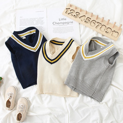 V-neck children's knitted vest top pullover bottoming shirt 2022 new Korean style children's clothing student sweater wholesale