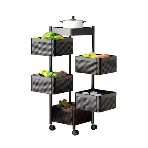 Square basket storage rack multi-layer floor-standing vegetable and fruit storage rack removable installation-free kitchen storage rack