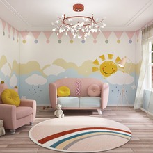 云朵小马网红儿童房壁纸女孩卧室背景墙墙布幼儿园设计壁画无缝