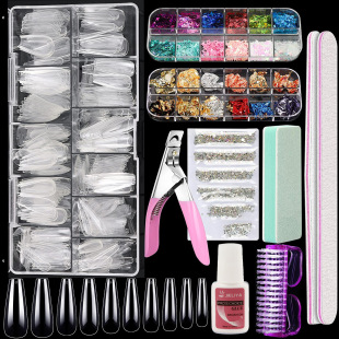 Nail nail set 500 pieces of trapezoidal nail cut sand strip sponge contoured strip nail glue water glass AB drill