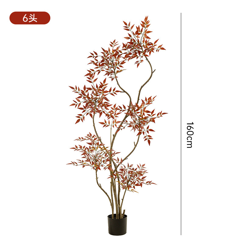 Simulación de estilo nórdico, bambú Nantian, gran planta verde de piso a techo, sensación de alto nivel, sala de estar, decoración del hogar, planta de árbol falso en maceta