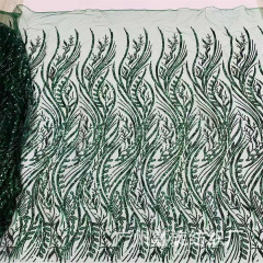 现货非洲亮片水草花珠管薄纱蕾丝面料女装连衣裙晚礼服布料sequin